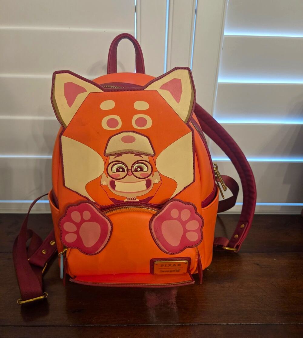 Loungefly Disney Pixar Turning Red Mini Backpack Orange Burgundy Pink Cream